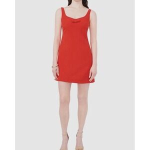 CeCe Red Sweetheart Neck Sleeveless Bow Trim Sheath Mini Valentine Dress 12 NWT